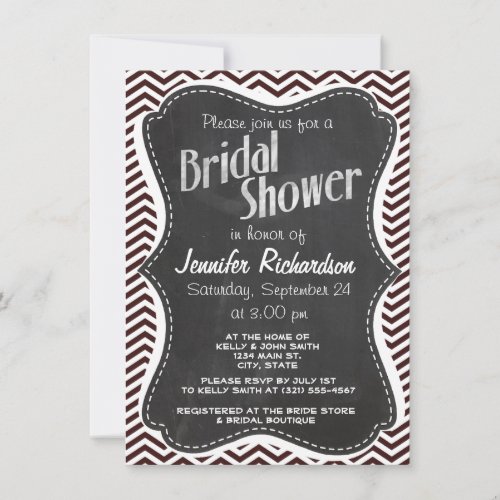 Retro Chalkboard look; Dark Sienna Chevron Custom Announcements