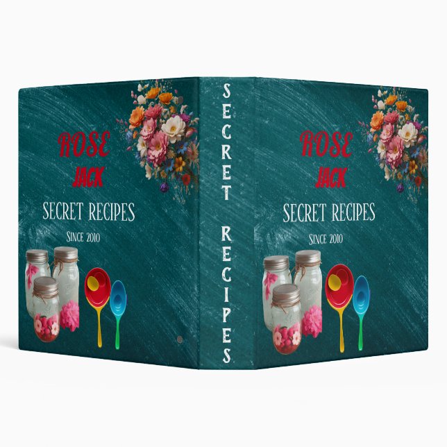 Retro Chalkboard, Mason Jar & Daisy Cookbook 3 Ring Binder (Background)