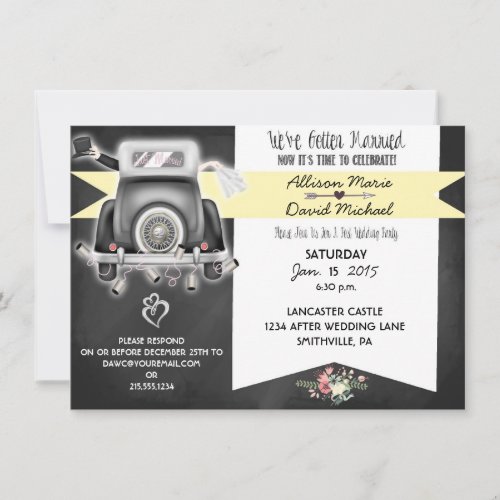 Retro Chalkboard Post Wedding Party Invitation