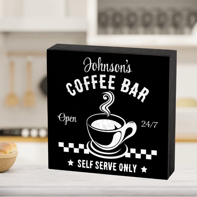 Retro Chalkboard Self Serve Coffee Bar   Wooden Box Sign (Creator Uploaded)