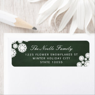 Retro Chalkboard Snowflakes Flower Holiday Address Label