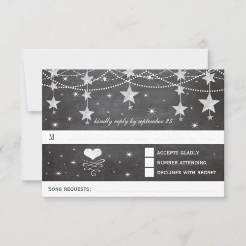 Retro Chalkboard Stars 4th of July Wedding   RSVP Card