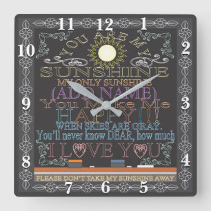 Retro Chalkboard You Are My Sunshine Clock