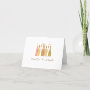 Retro Champagne Bottles Glam Retro 1960s  Style Letterpress Thank You Card
