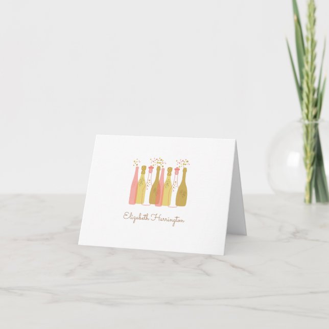 Retro Champagne Bottles Glam Retro 1960s  Style Note Card (Front)