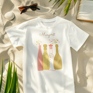 Retro Champagne Girls Night Out Cute Personalized T-Shirt