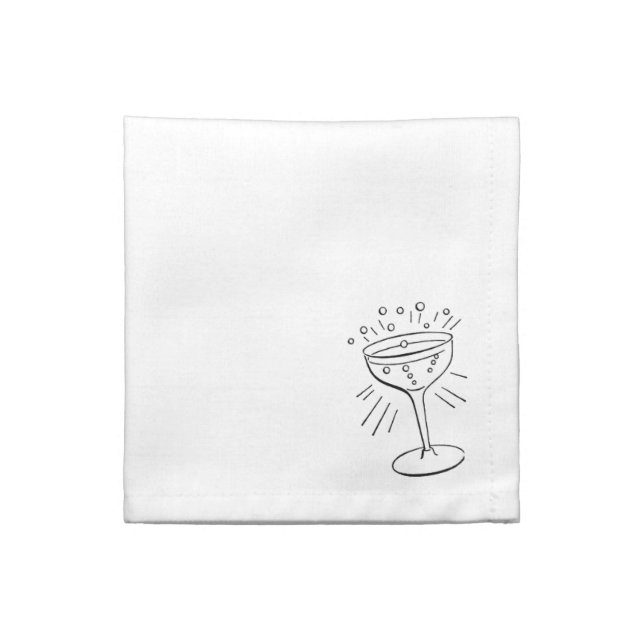 Retro Champagne Glass Cloth Napkin (Quarter Fold)