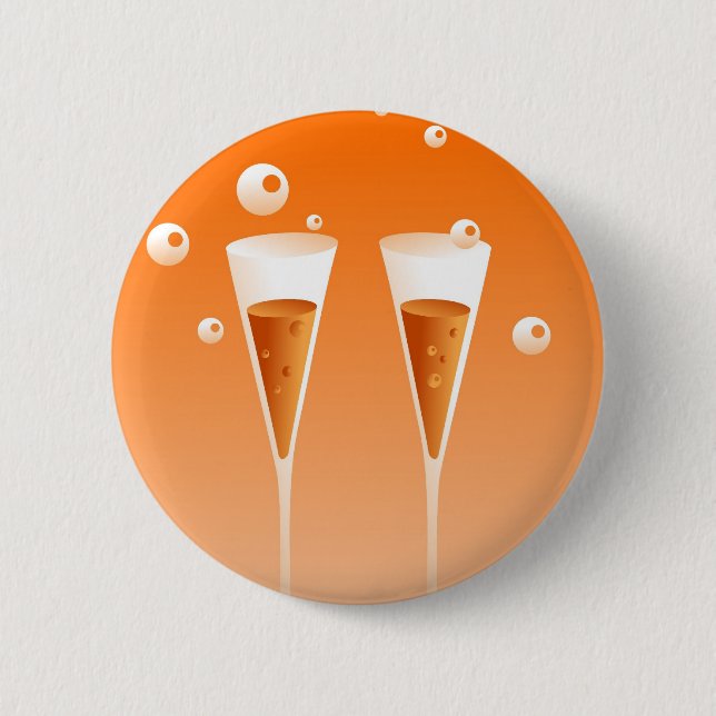 Retro Champagne Pinback Button (Front)