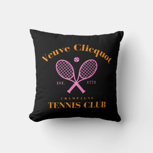 Retro Champagne Tennis Club  Throw Pillow
