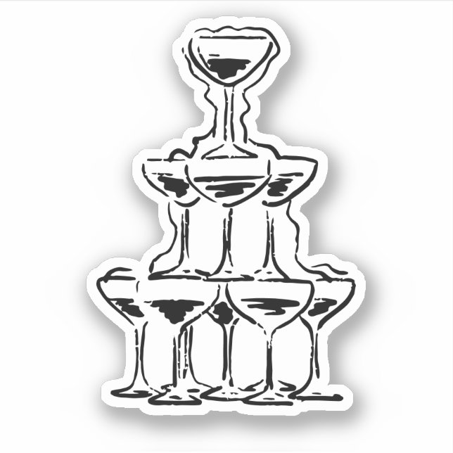 Retro Champagne Tower Wedding  Sticker (Front)