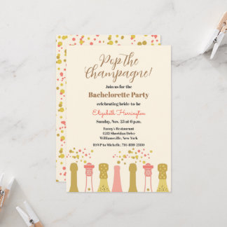 Retro Champagne Vintage Cool Bachelorette Party Invitation