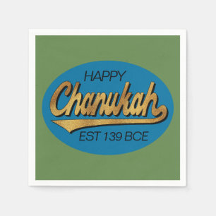 Retro Chanukkah 139 BCE Funny Blue N Green Design Napkins