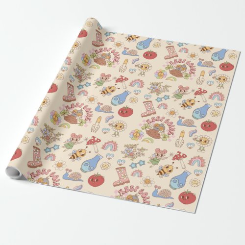 Retro character pattern wrapping paper