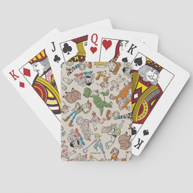 Retro Character Toss Pattern Playing Cards (Back)