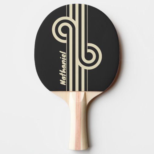 Retro Charcoal Dual Stripe Loop with Name Ping Pong Paddle