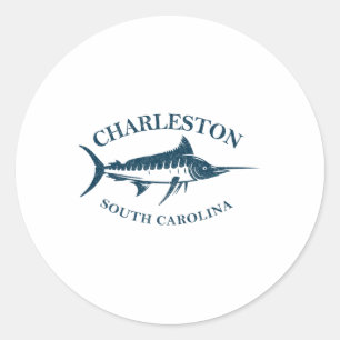 Retro Charleston South Carolina Vintage Fishing Bo Classic Round Sticker