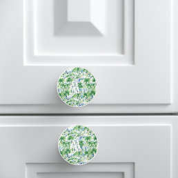 Retro Charleston Summer Pattern | Monogram Ceramic Knob