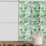 Retro Charleston Summer Pattern | Monogram Ceramic Tile<br><div class="desc">Design features an allover pattern of a retro Charleston scene in trendy watercolor design style, with your name or choice of personalization. These rich and natural hues blend seamlessly to create an atmosphere of rustic elegance and vibrant charm. Get some vintage styled, modern accent tiles for your next home renovation!...</div>