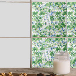 Retro Charleston Summer Pattern | Monogram Ceramic Tile