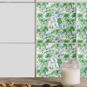 Retro Charleston Summer Pattern   Monogram Ceramic Tile