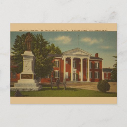 Retro Charlottesville Civil War Monument Postcard