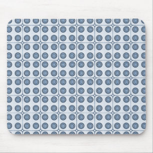 Retro Charm Circles Mousepad, Navy Blue Mouse Pad