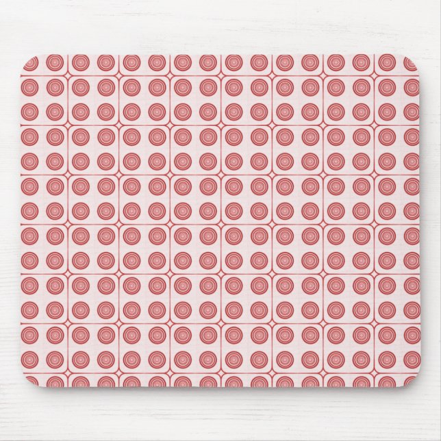 Retro Charm Circles Mousepad, Red Mouse Pad (Front)