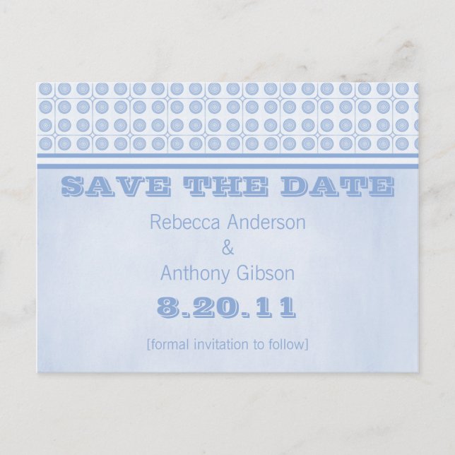 Retro Charm Circles Save the Date Postcard (Front)