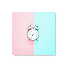 Retro charm light blue alarm clock on Pink & Teal