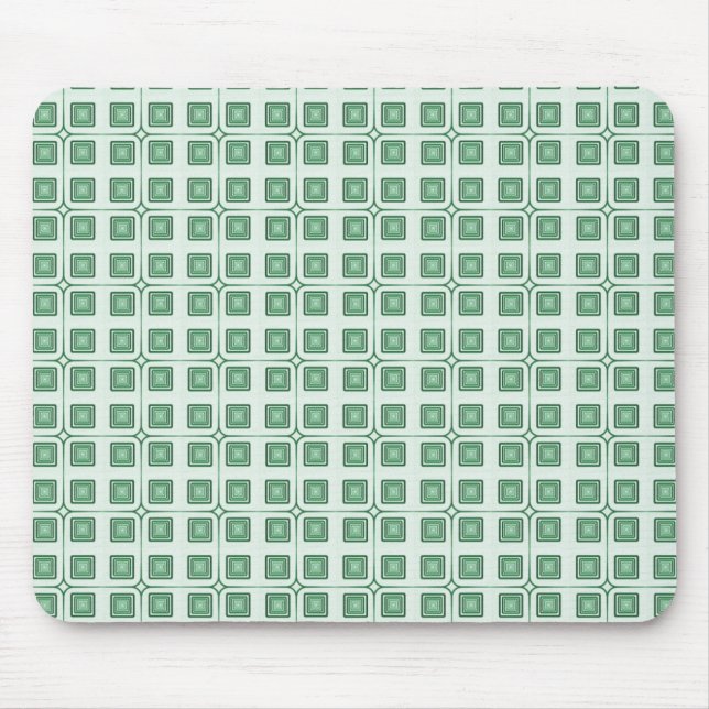 Retro Charm Squares Mousepad, Dark Green Mouse Pad (Front)