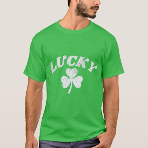 Retro Charm Vintage Lucky Clover St Patricks Day T_Shirt