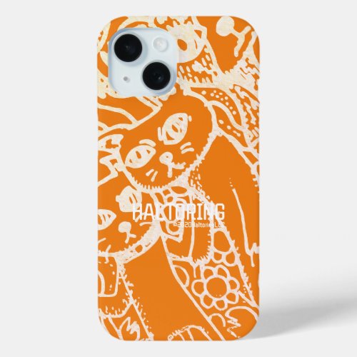 Retro Charm with orange CAT iPhone 15 Case