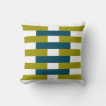 Retro Chartreuse &amp; Aqua Bar Graphic Throw Pillow at Zazzle