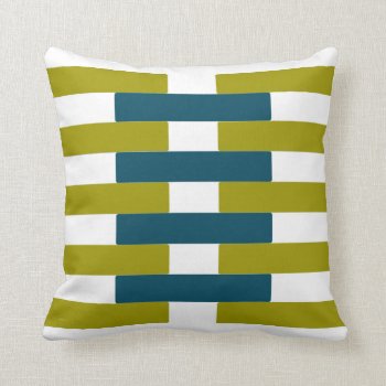 Retro Chartreuse & Aqua Bar Graphic Throw Pillow by JoLinus at Zazzle
