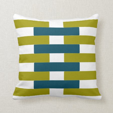Retro Chartreuse & Aqua Bar Graphic Throw Pillow