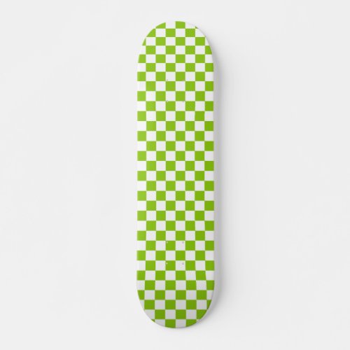 Retro Check Checkerboard Pattern in Lime Green Skateboard