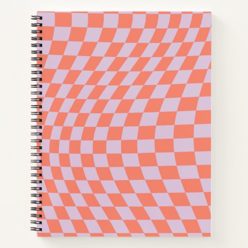 Retro Check Pattern Lilac And Orange Checkerboard Notebook