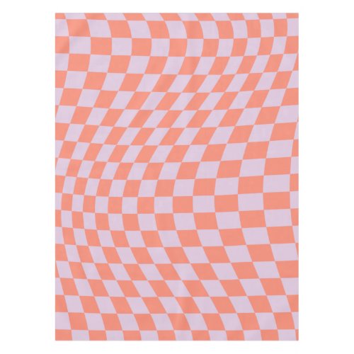 Retro Check Pattern Lilac And Orange Checkerboard Tablecloth