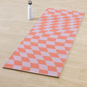 Retro Check Pattern Lilac And Orange Checkerboard Yoga Mat