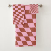 Checkered Hand Towels Minimalist Checkerboard Fingertip Towels Bath Towel Set for Bathroom Dorm Teens (Hand Towels, Pink)