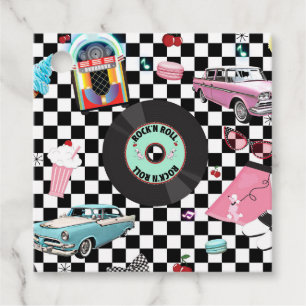 Retro Checker 50's Fifties Theme Birthday Party Favor Tags