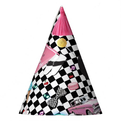 Retro Checker 50s Fifties Theme Birthday Party Party Hat