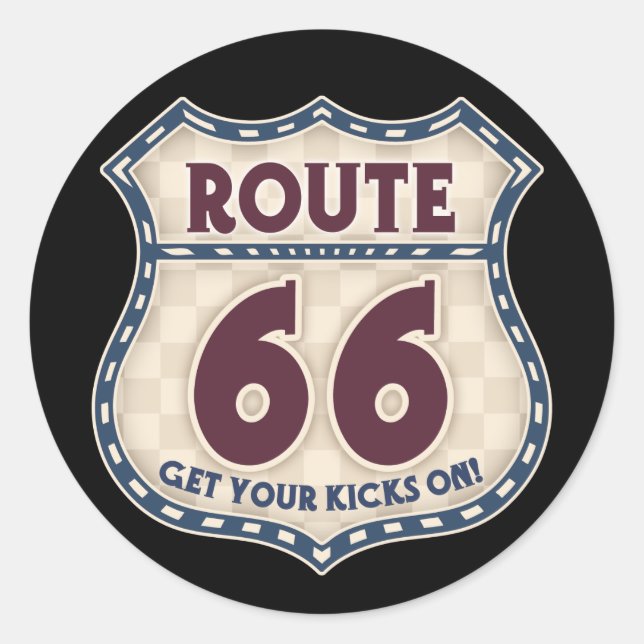 Retro Checker 66 Classic Round Sticker (Front)