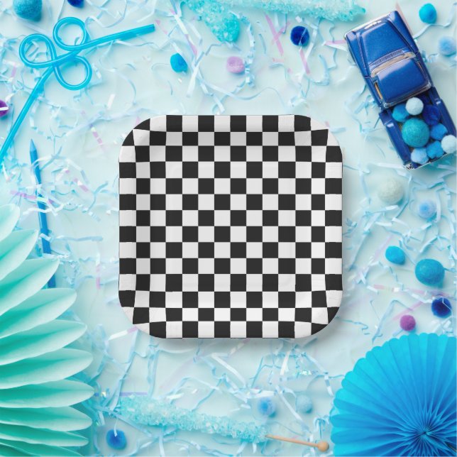 Retro Checker Boy Birthday Party Paper Plates