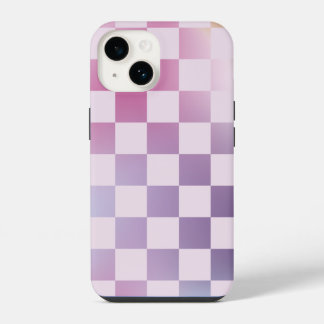 Retro Checker Checkered Gradient Purple Pattern iPhone 14 Case