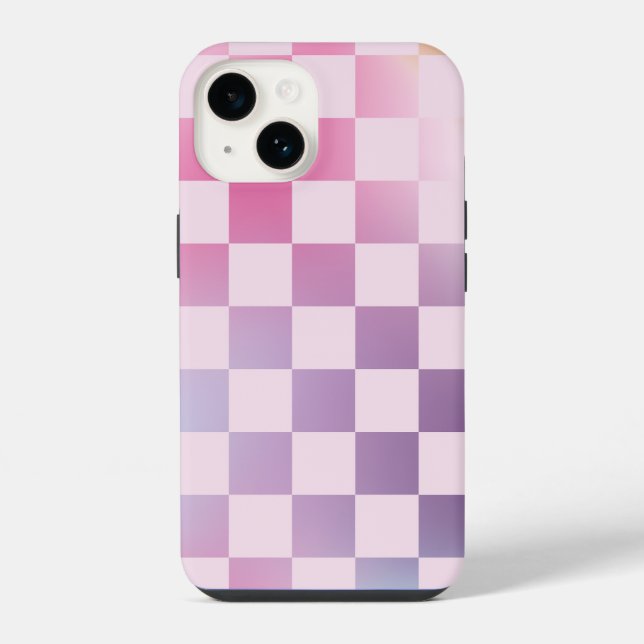 Retro Checker Checkered Gradient Purple Pattern Iphone Case (Back)