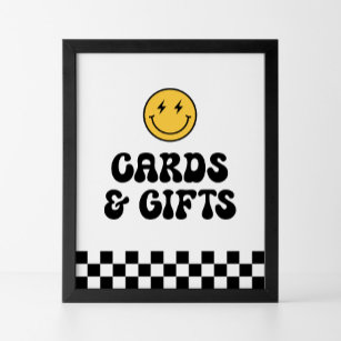 Retro Checker Happy Face Birthday Cards and Gifts Poster
