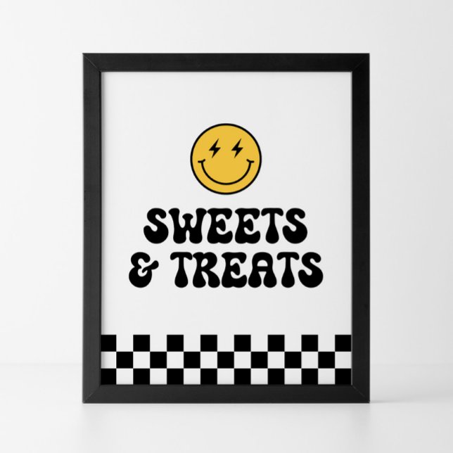 Retro Checker Happy Face Sweets and Treats Poster (Creator Uploaded)