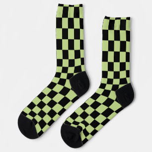 Retro Checker Pattern Black and Green Socks