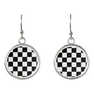 Retro Checker Patterned Earrings